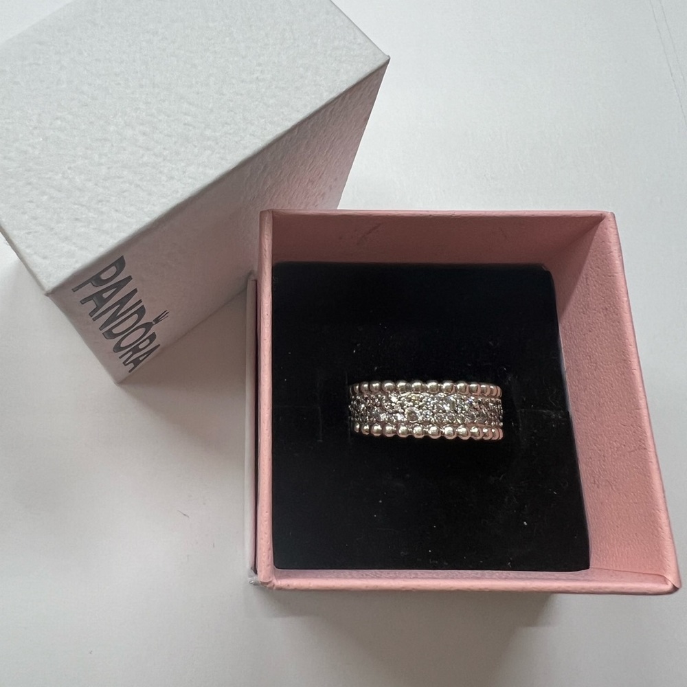 Pandora Silver Ring with Sparkling Accents